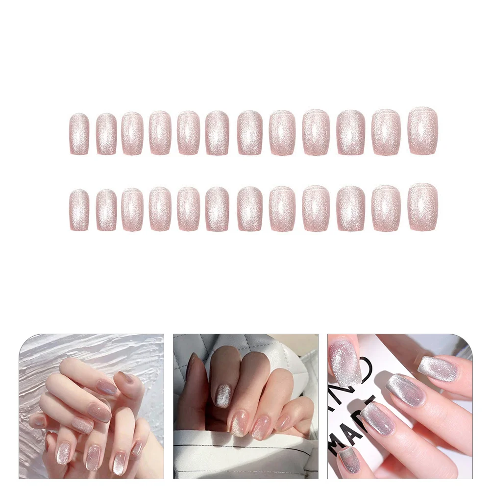 

24Pcs Gel Press on False Nails Short Fake Nail Tips Convenient Manicure Supplies for Prom Dating Press on Nails