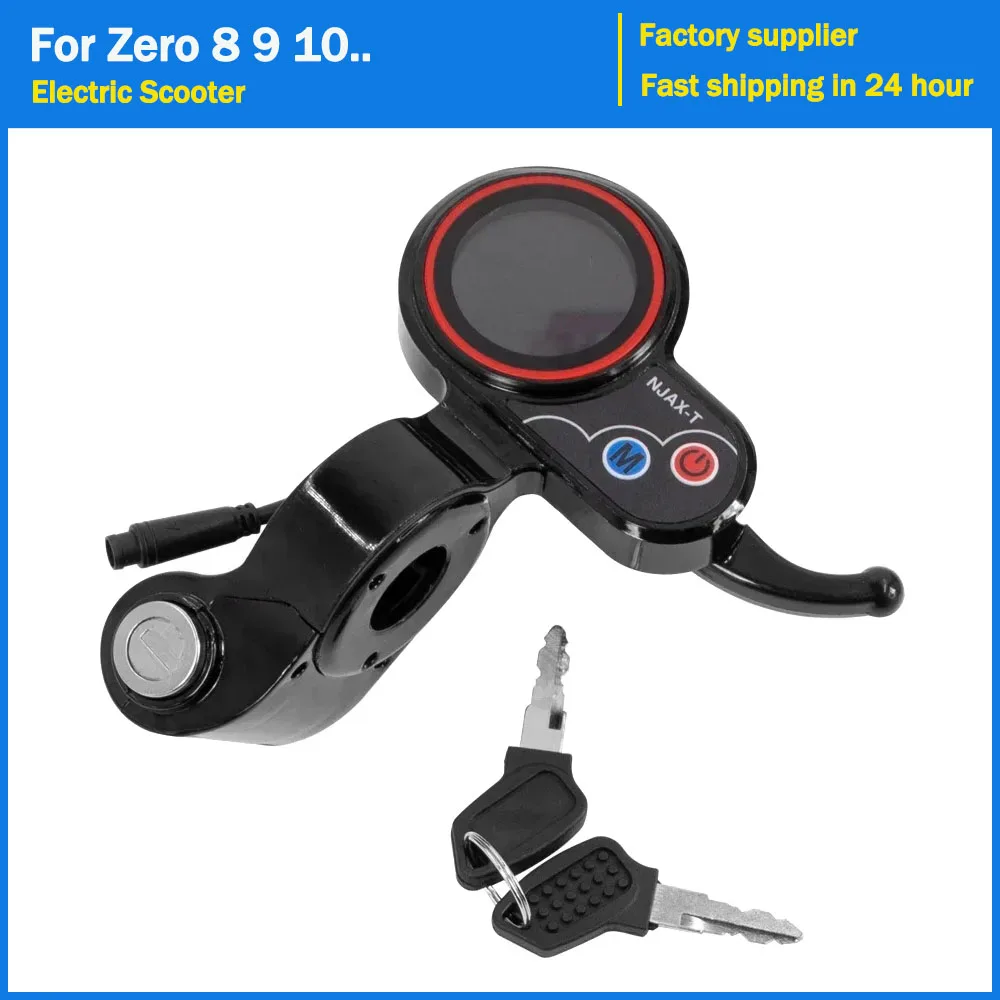 

Дисплей дроссельной заслонки NJAX-T 48В LED с ключом для электросамокатов Zero 8, 9, 10, 8X, 10X, 11X, Kugoo M4, запчасти для приборной панели