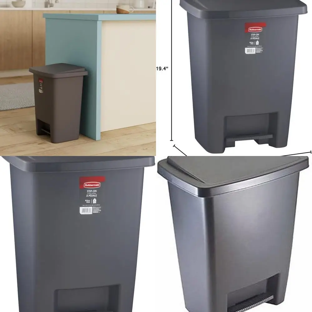 

Gray 8.25 Gallon Step-On Trash Bin with Lid, Easy Clean Wastebasket for Home, Kitchen, Bedroom, and Office
