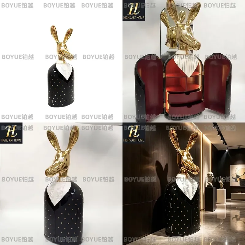 Luxury Black Metal Wine Cabinet Unique Animal Shaped Display Shelf Modern Home Decor Storage Unit for Villa Living Room Bar