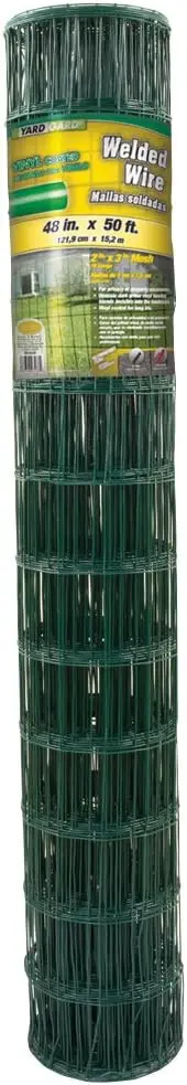 

2x4 Inch Mesh Welded Wire Fence, 48x50 Ft, Green Vinyl Coated Galvanized Steel for Animal Enclosures and Garden Protection