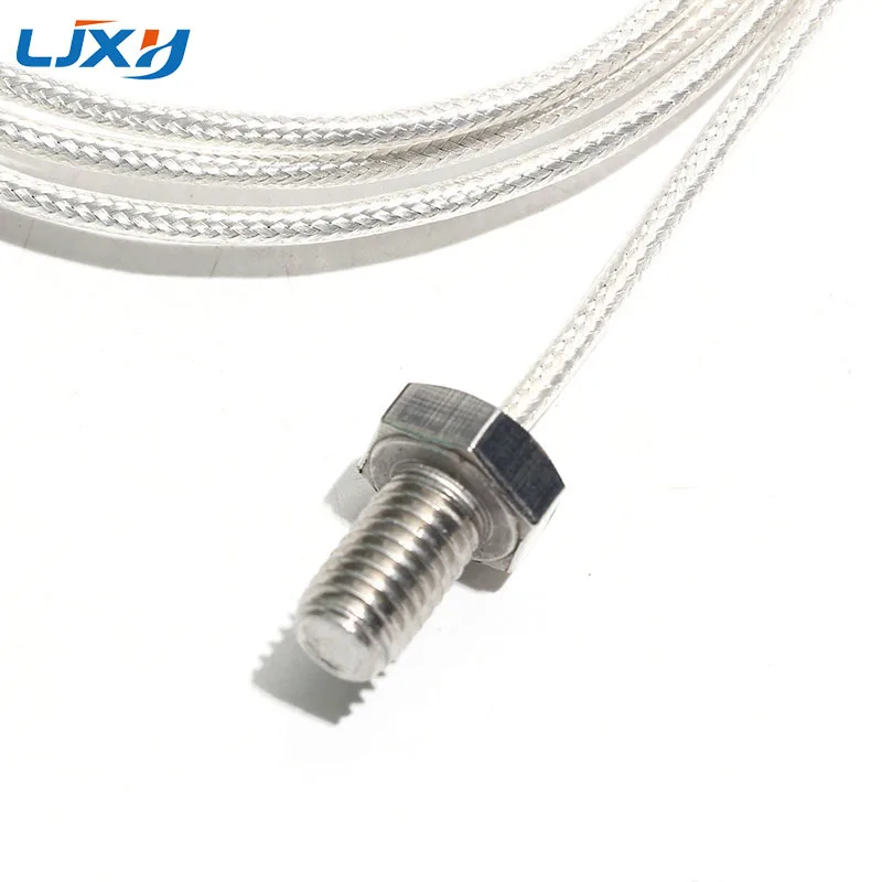 LJXH PT100 Resistance Temperature Sensor M3/M4/M5/M6/M8 Thread Screw Mount Probe Silver-plated Lead wire 0.5M/1M/2M 0~200℃