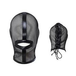 Adult Sexy Mesh Facewear Adjustable Open Mouth Hollow Fishnet Headgear Role Playing Party Costumes Props Cosplay Party Headwear