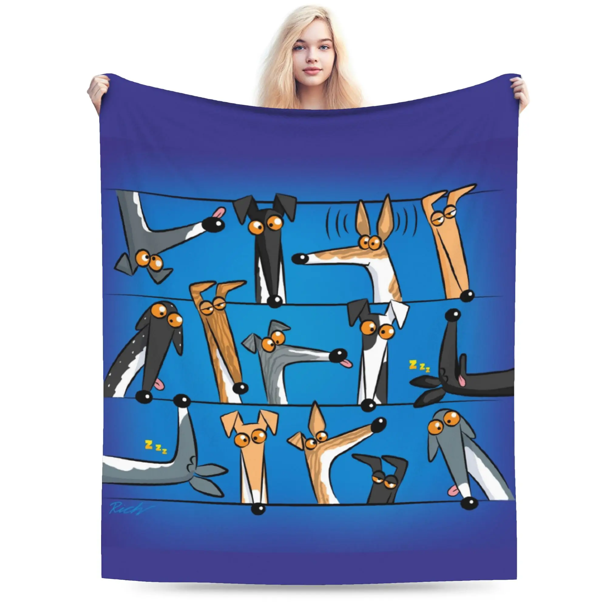 Heads Up! Blankets Greyhound Whippet Lurcher Dog Fleece Funny Warm Throw Blankets for Home  Winter