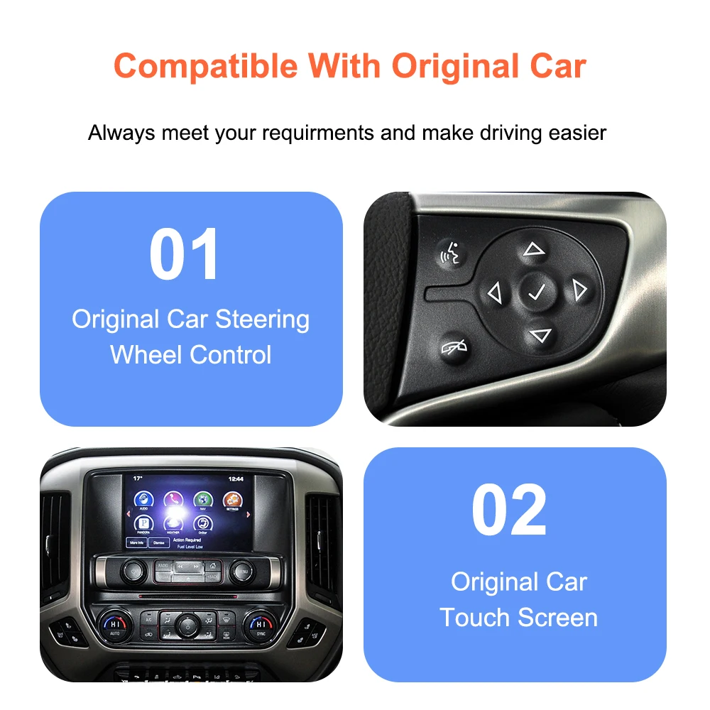Bonroad Wireless Carplay Android Auto Smart Decoder Box für GMC Sierra 2014-2018 Schnittstelle Airplay Mirror Link Modul Bluetooth – Detail 7