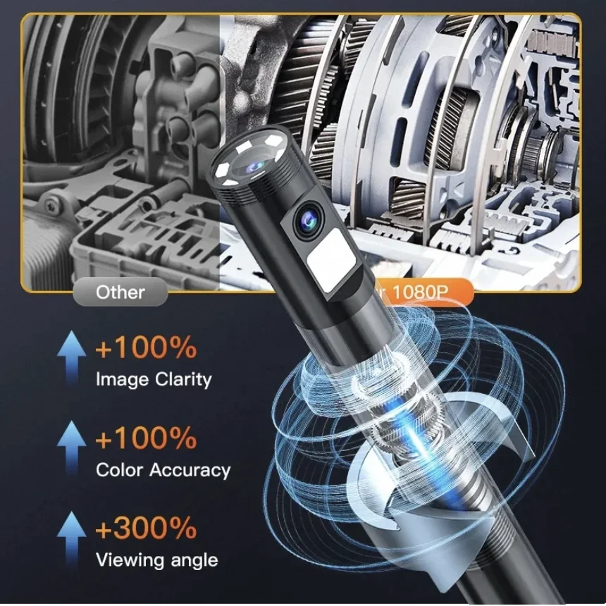 360 Rotation 8mm Dual Lens 1080P IP67 LED Illumination 5-inch IPS Display Industrial Endoscope Camera Automotive Pipeline 3 3