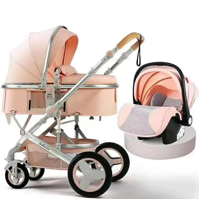 High Quality Baby Stroller Luxury Compact Stroller 3 in 1 Fold Two-Way Baby Doll Stroller China with Car Seat