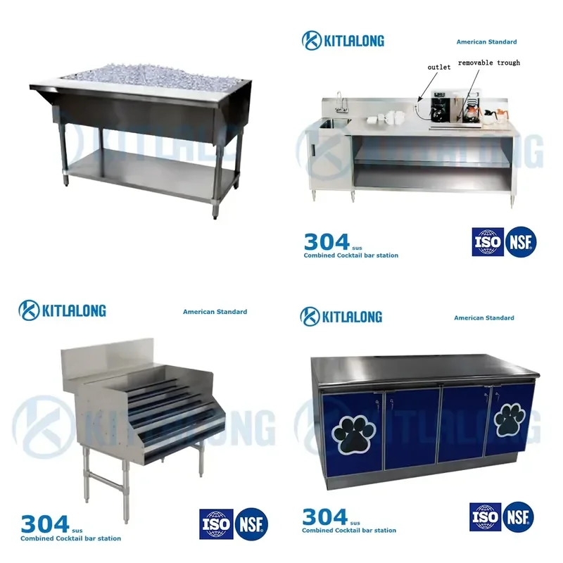 for Commercial Stainless Steel Cocktail Bar Station Work Table Refrigerated Prep Counter for Home Restaurant Hotel Retail