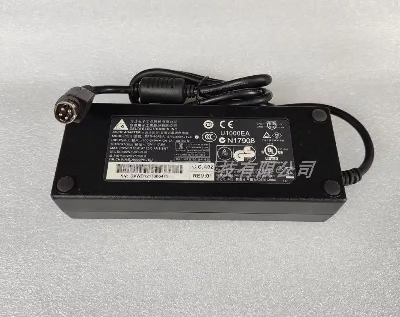 Genuine Delta 90W AC Adapter POS Power Supply for FEC MP-3435 Z21400E-A2 DPS-90FBA DPS-90AB-5 Power Charger 12V 7.5A 4PIN