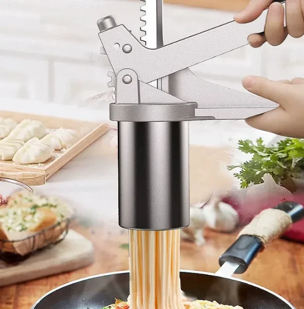yesStainless Steel Pasta Maker Handmade Noodles Press Spaghetti Noodle Press Machine Hand Operated Dough Cutter Molds