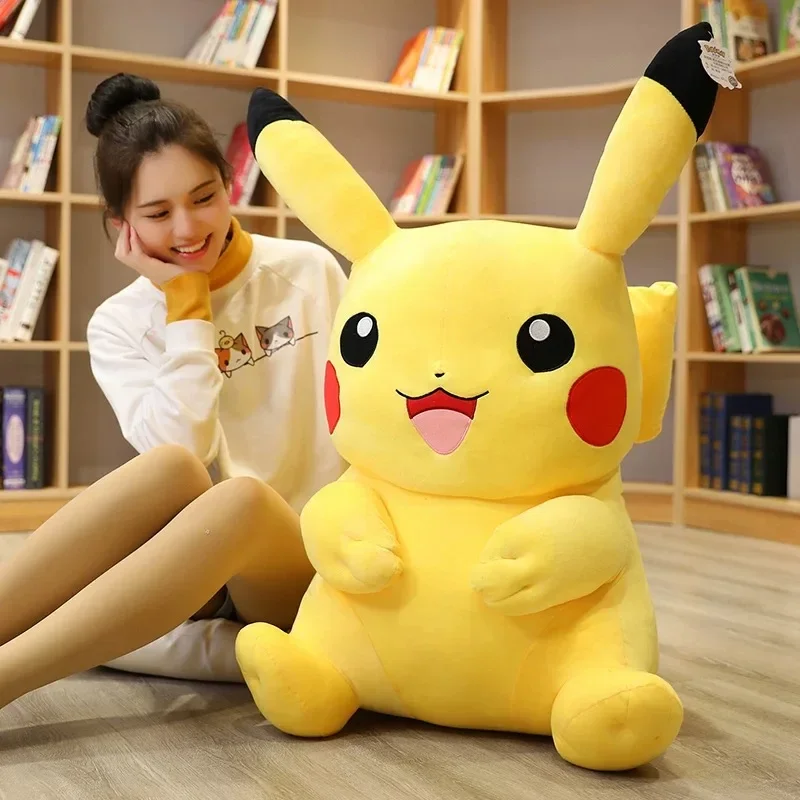Lindo Pikachu Plushies muñeca Anime Pokemon Kawaii grandes juguetes de peluche suave relleno de alta calidad regalos de navidad para niños