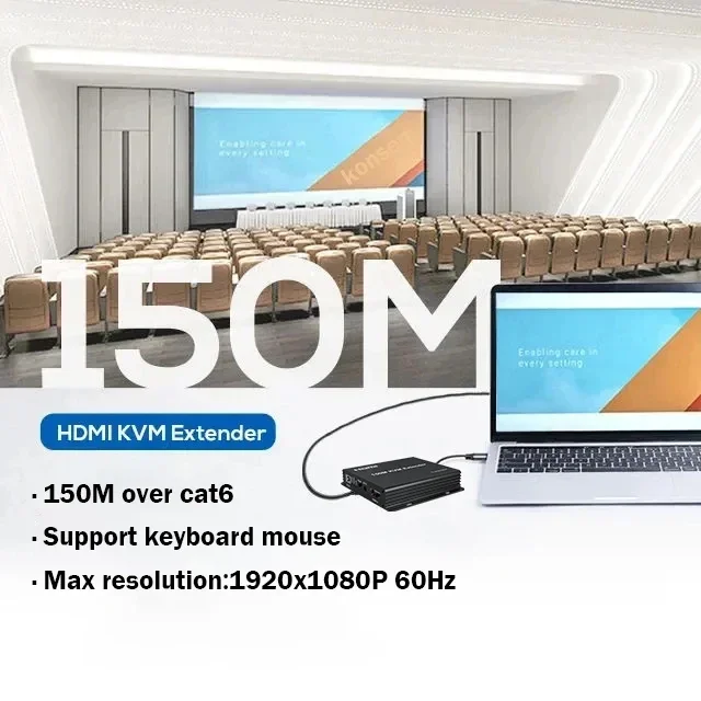 150M HDMI-compatible KVM Extender via Rj45 Cat5e/6 Cable HDMI Video USB Extender Transmitter Receiver Kit Support Mouse Keyboard