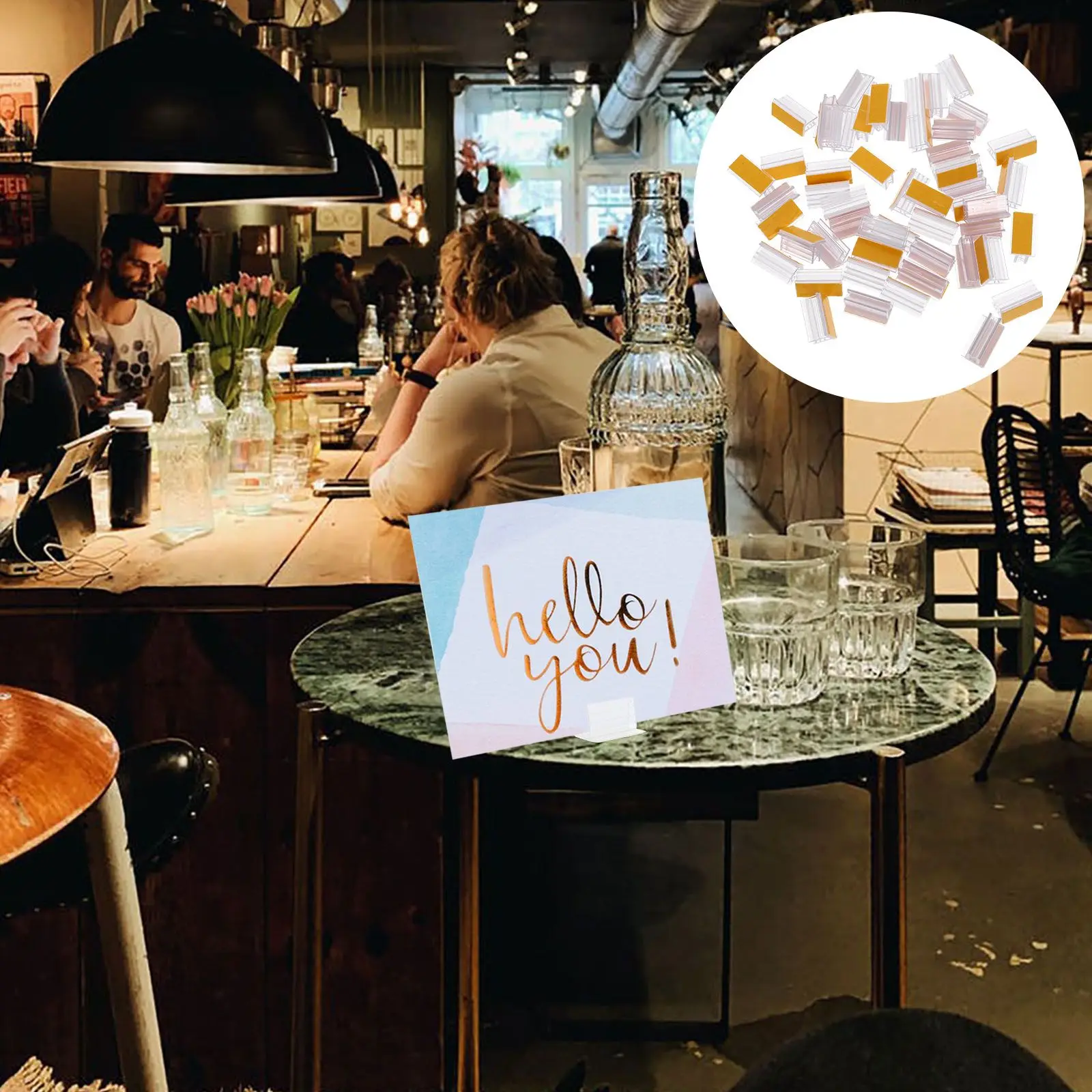 50 Pcs Sign Stand Adhesive Panel Holders Name Tag Receipt Support Guard Pvc Ticket Mini Table Number