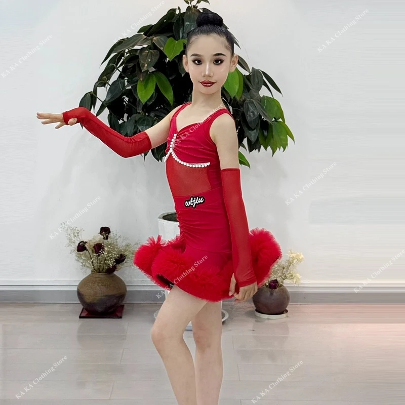 Standard Salsa Latin Dance Dress Girls Ballroom Dance Dresses Kids Rumba Samba Tango Dance Costume Girls Latin Practice Dress