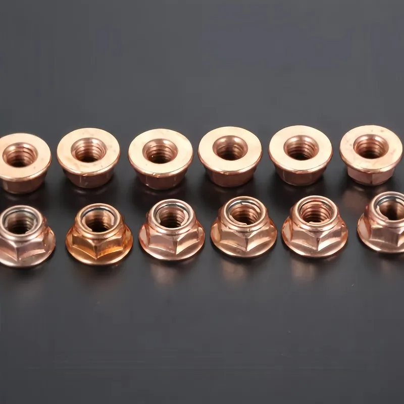 100PCS M8 Kupfer-Überzogene Flansch Auspuff Muttern Corr-Beständig Gute-Siegel Auto Auspuff DIY Reparatur Teile