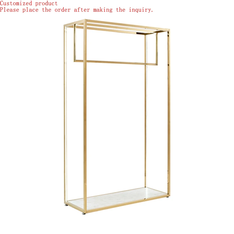 

Clothes Boutique Furniture Apparel Shelf Stainless Steel Clothing Showroom Stand Clothing Store Display Racks with LED Light