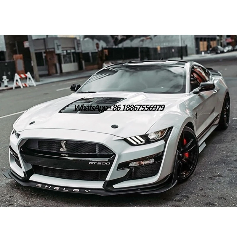 Runde PP Material Auto Parts For Ford Mustang 2015-17 Upgrade GT500 Body Kit Front Bumper Side Skirt Rear Diffuser Exhaust Pipe