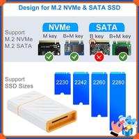 Compact Type-C&USB3.1 10Gbps M.2 NVME/SATA SSD Enclosure SSD Case M2 SSD External Hard Drive Case For 2230 2242 2260 2280 SSD