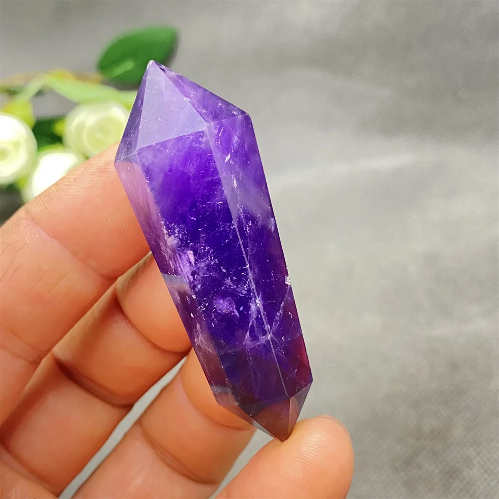 

Natural Amethyst Double Pointed Crystal Magic Wand Hand Polished Crystal Tower Home Decoration Gift for Holidays