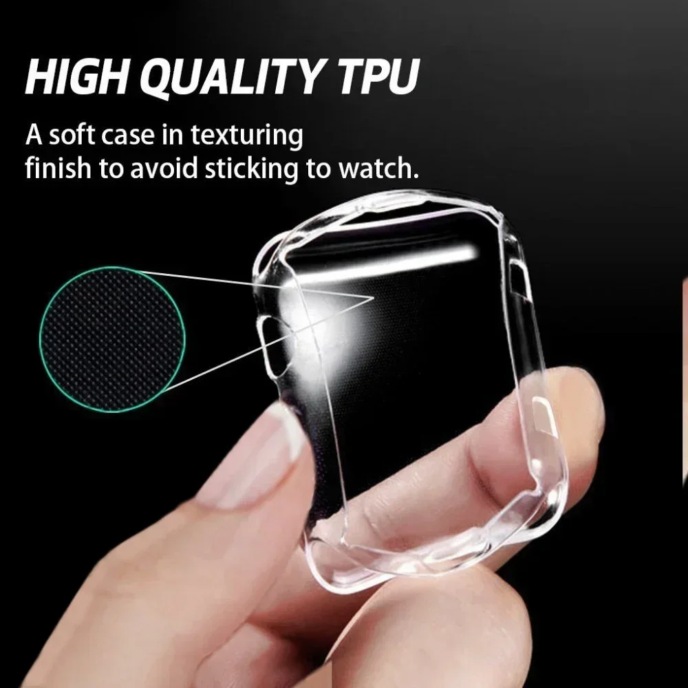 1-5 pcs Clear Case For Apple Watch 45mm 41mm 44mm 40 46mm 42mm Screen Protector Full Cover TPU Bumper Series 11 10 9 8 7 SE 6 5 image 2