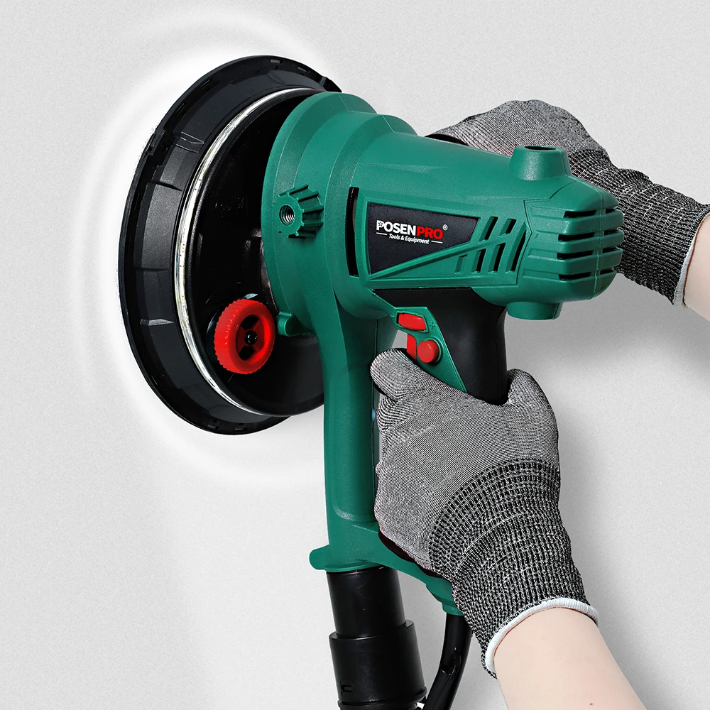 750W 180mm Dry Wall Sander Vacuum Wall Polisher Variable Speed Handheld 6pcs Sanding Machine Dust Hose Sanding Paper LED Light images - 6