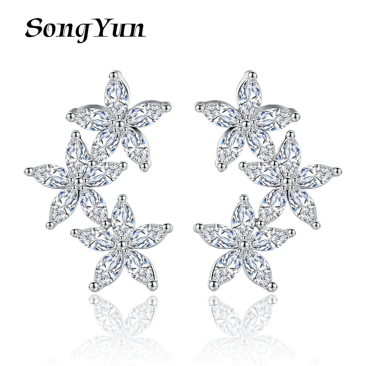 

SongYun Jewelry MHT Quality Brass Stud Earrings Dangle CZ 7A Zircon Vintage Modern Women Earring Jewelry