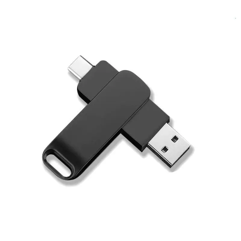 32GB Metal USB Flash Drive USB2.0 Type-C Dual Interface 360°Rotatable Pendrive For Smartphone Laptop Digital Storage Device