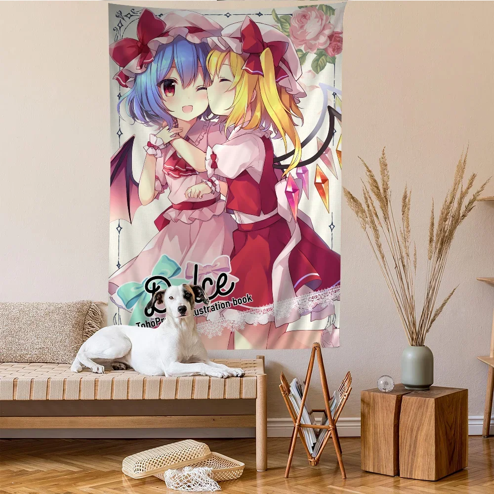 Touhou Project Flandre Scarlet Colorful Tapestry Wall Hanging Hippie Flower Wall Carpets Dorm Decor Wall Art Decor