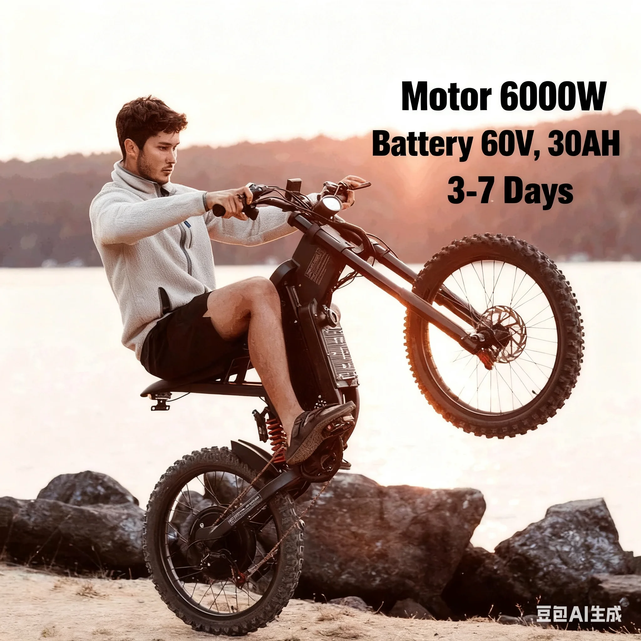 

FREEGO X2 Electric Motorcycle 6000W 60V 30Ah Fat Tire E-Motorbike for Adults, 50MPH Off-Road, Full Suspension, Hydraulic Brakes