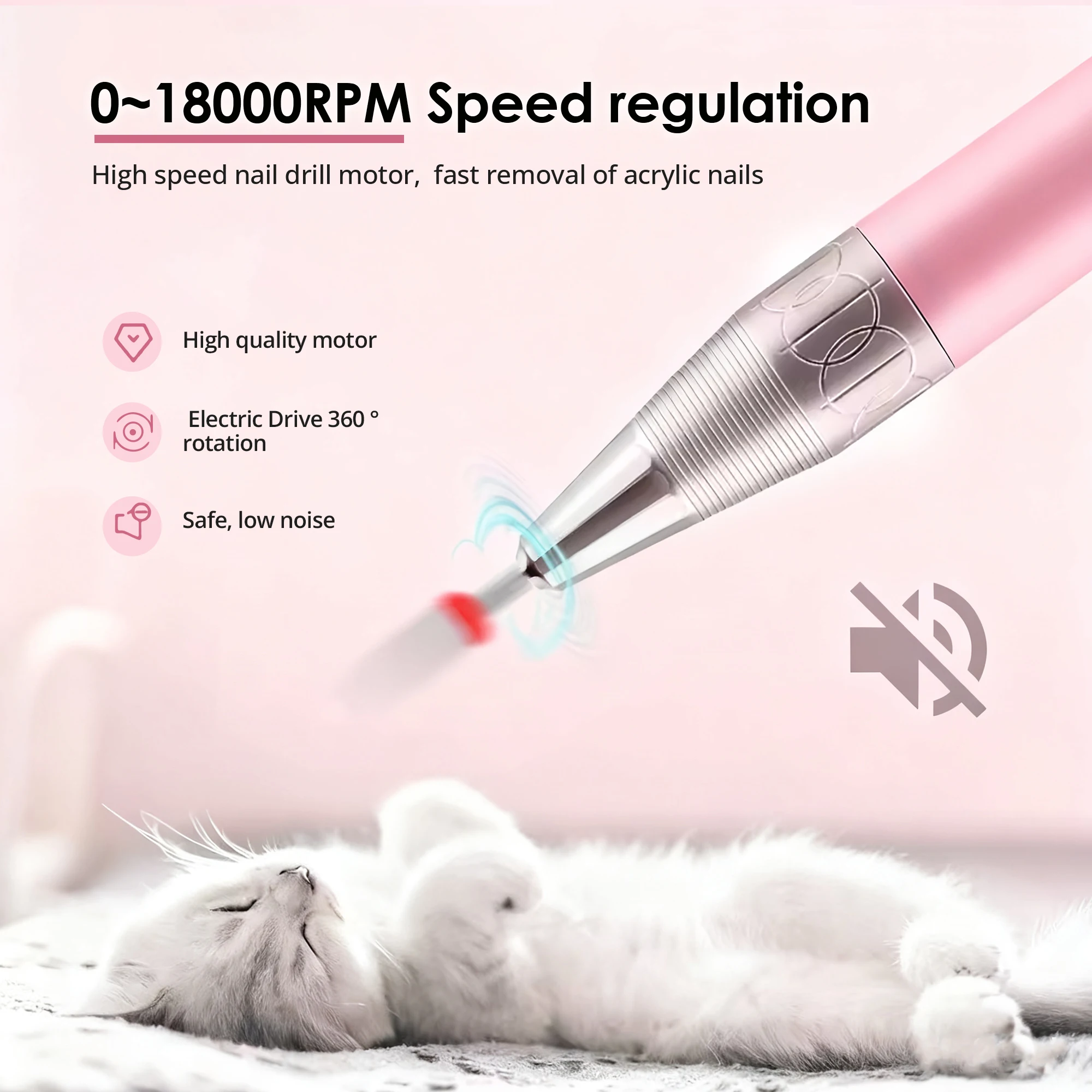 Portable Wristband Electric Nail Drill Machine Pen-Style Cordless Drill Gel Cleaner for Manicure