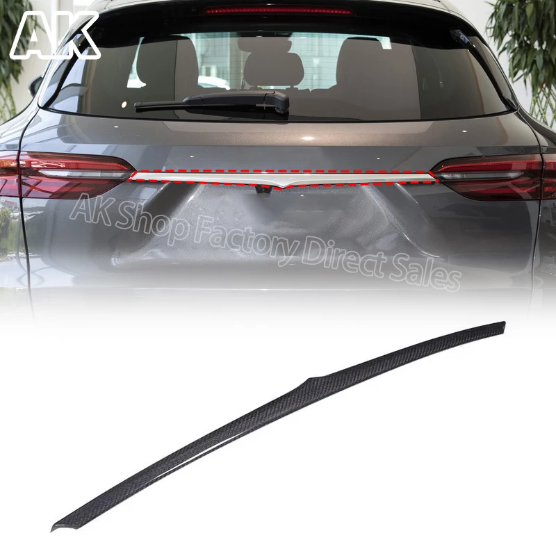 For Maserati Grecale 2022 Car Accessory Real Charcoal Fiber Rear Trunk Lid Cover Rear LOGO trim strip