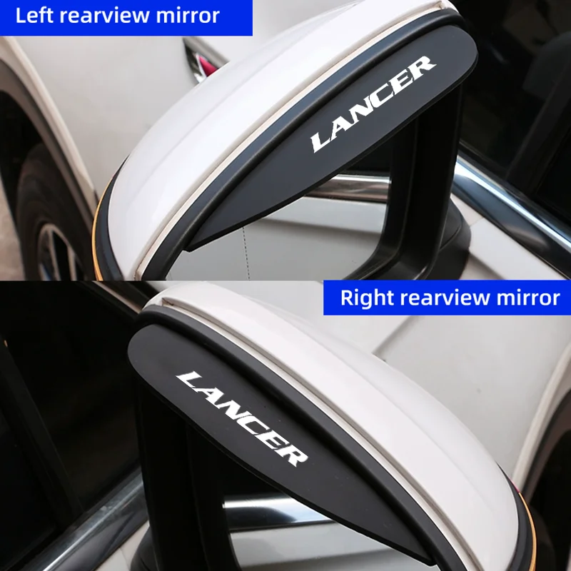 2PCS Car Rearview Mirror Rain Eyebrow For Mitsubishi Lancer 10 3 9 EVO X Asx Rearview Visor Rain Cover Auto External Accessories