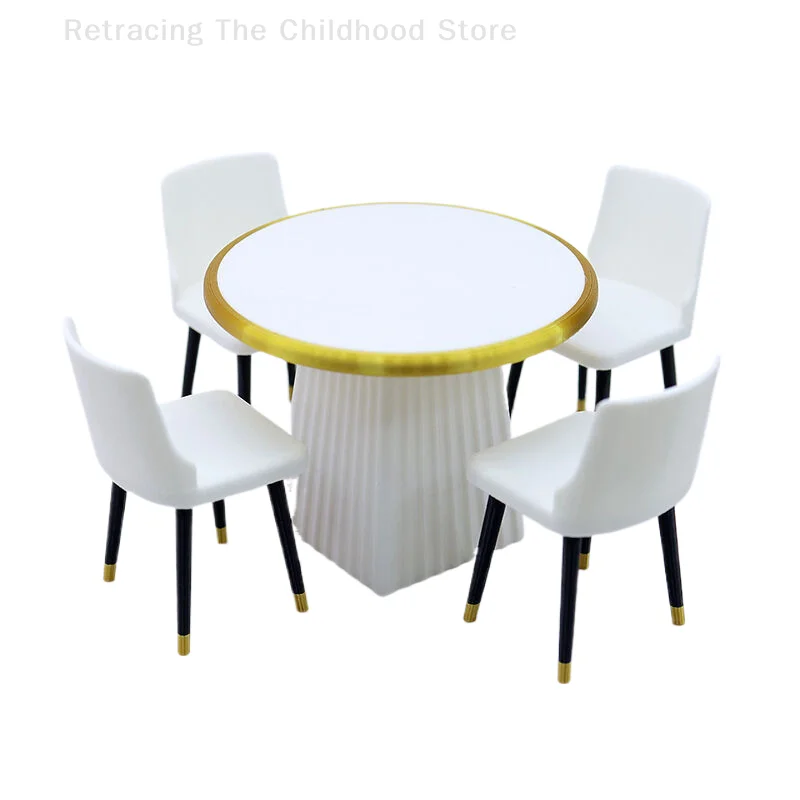 1Pc/1Set Poppenhuis Eettafel En Stoelen Simulatie Model Mini Living Meubels Speelgoed Poppenhuis Accessoires Fantasiespel speelgoed
