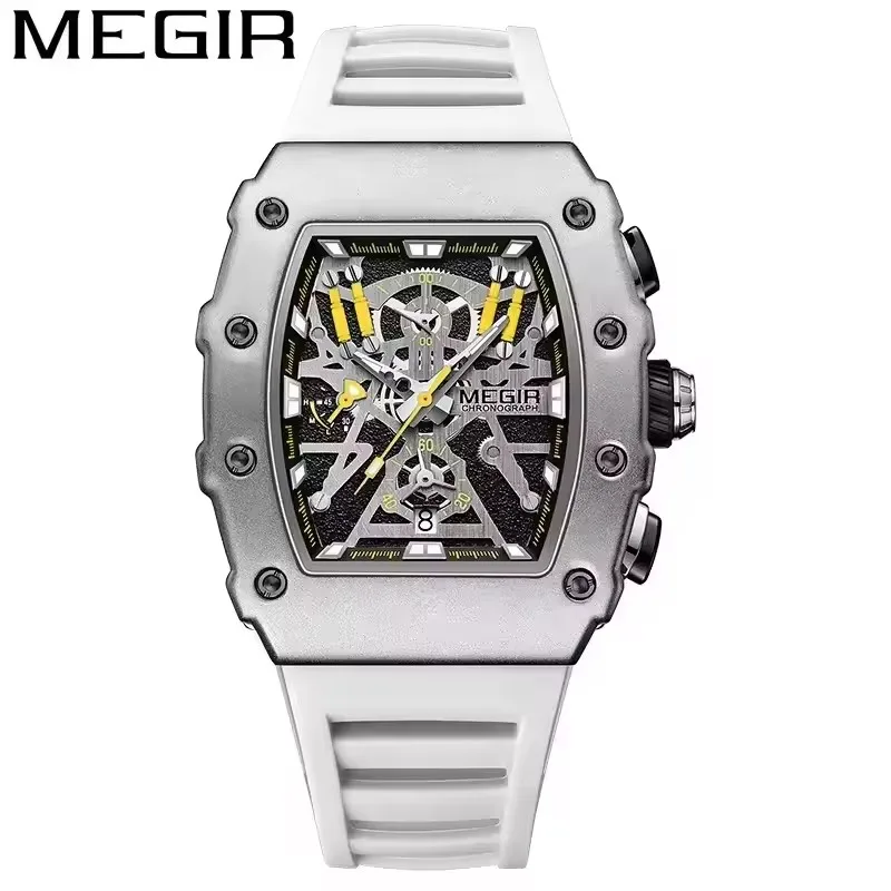 MEGIR 2218 Modne zegarki kwarcowe dla mężczyzn Wielofunkcyjny chronograf Świecący kalendarz Zegarek męski do sportów na świeżym powietrzu reloj hombre