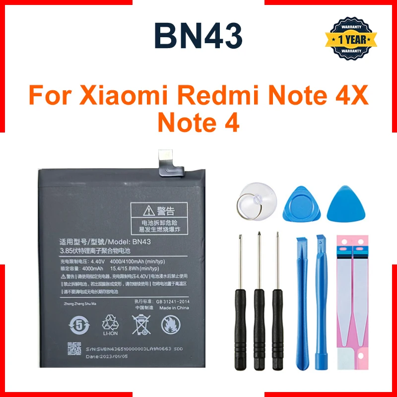 BN43 Battery 4000mAh For Xiaomi Redmi Note 4X / Note 4 global Snapdragon 625 High Quality BN43 Battery