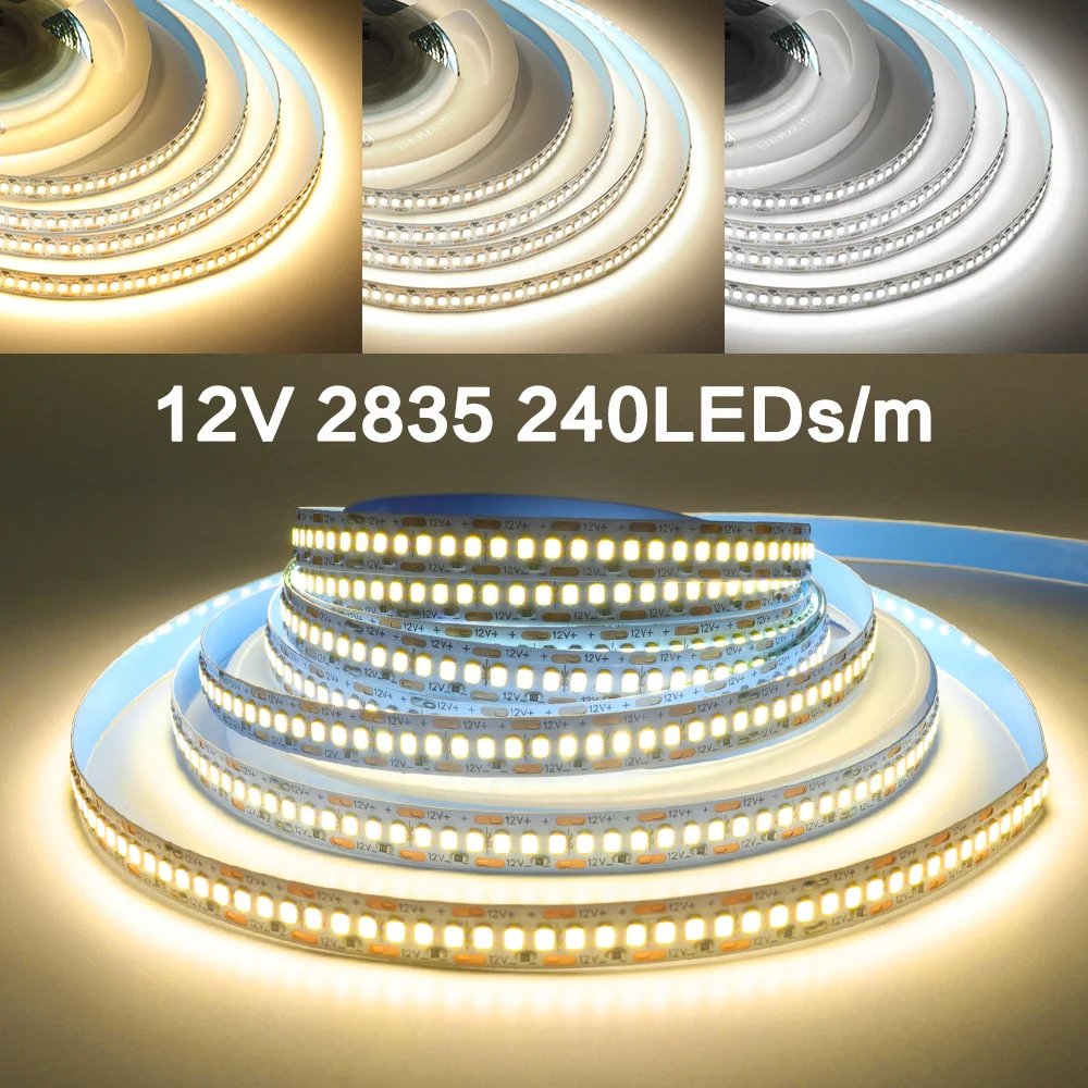 5M LED Lights DC12V 2835 240Leds/m Room Decor LED Strip White/Warm White/Natural White Flexible LED Tape Ribbon Rope Lamp