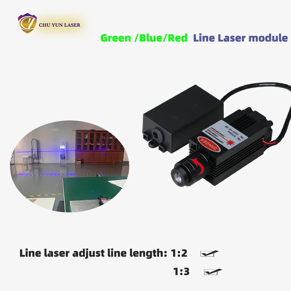 520nm 1W Green Point Line Cross Laser Module Head Glass Lens Focusable Industrial ClassDC 12v manufacturerFree Customization