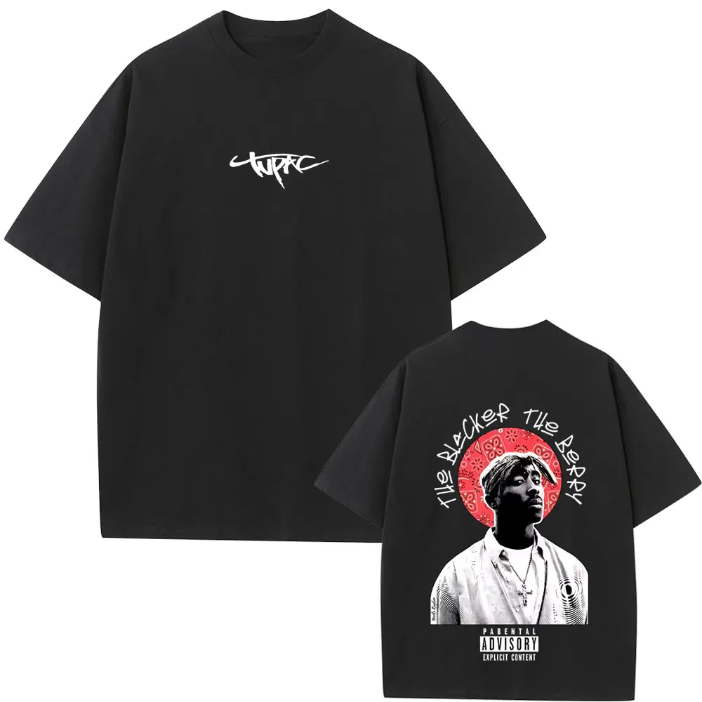Rapper Tupac 2pac The Blacker The Berry T-shirt Men Women Hip Hop Fashion Oversized Streetwear Men's Casual Soft Cotton T Shirts