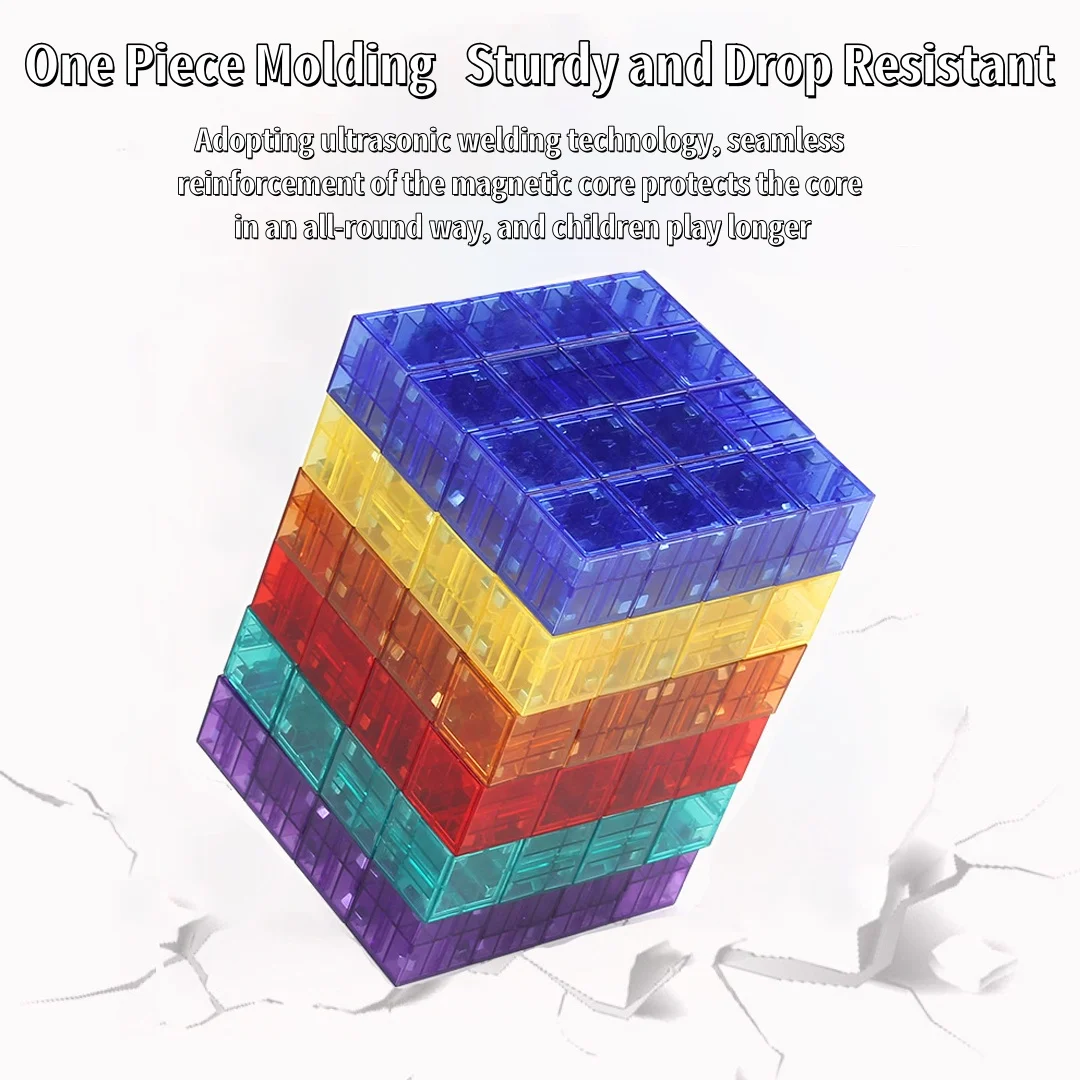 Transparant magnetisch doe-het-zelf vierkant blok bouwmodel speelgoed leuk ouder-kind interactieve puzzel cadeauset