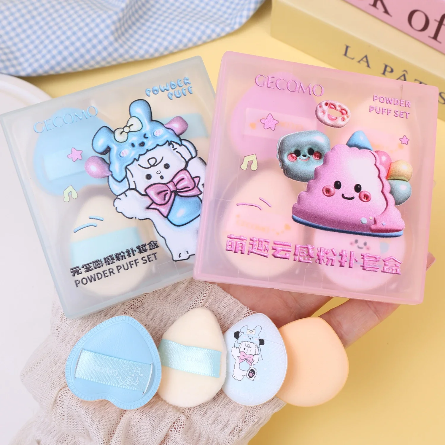 

Soft Velvet 4PCS Makeup Puff with Box Mini Finger Shape Foundation Highlighter Powder Puff Set Blush Concealer Cosmetic Sponge