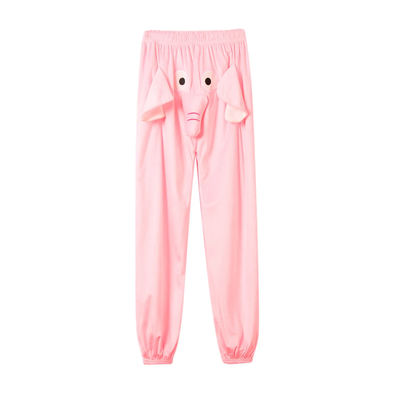 Funny Personality Pants Cozy Winter Elephant Cartoon Pajama Pants For Couples Thick Plush Warm Sleepwear Trousers With For Long