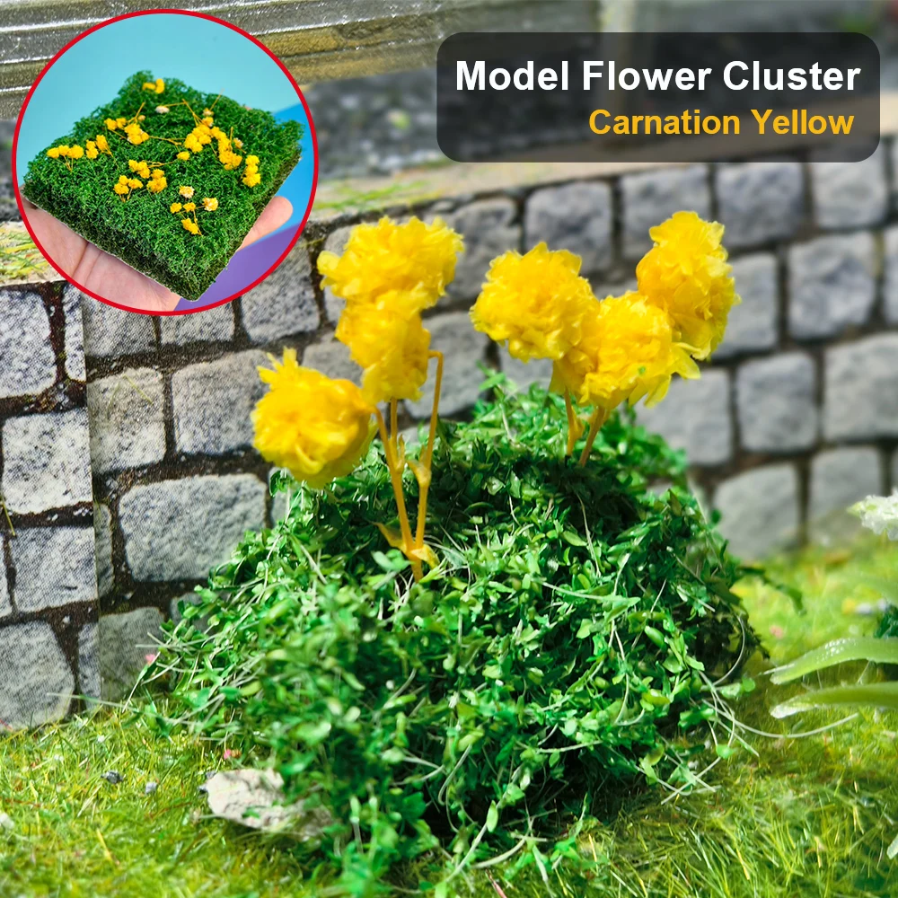 ミニチュア低木と花の群れモデル HO OO N DIY 鉄道列車レイアウト/軍事風景/ウォーゲーム/庭の装飾/ジオラマ用