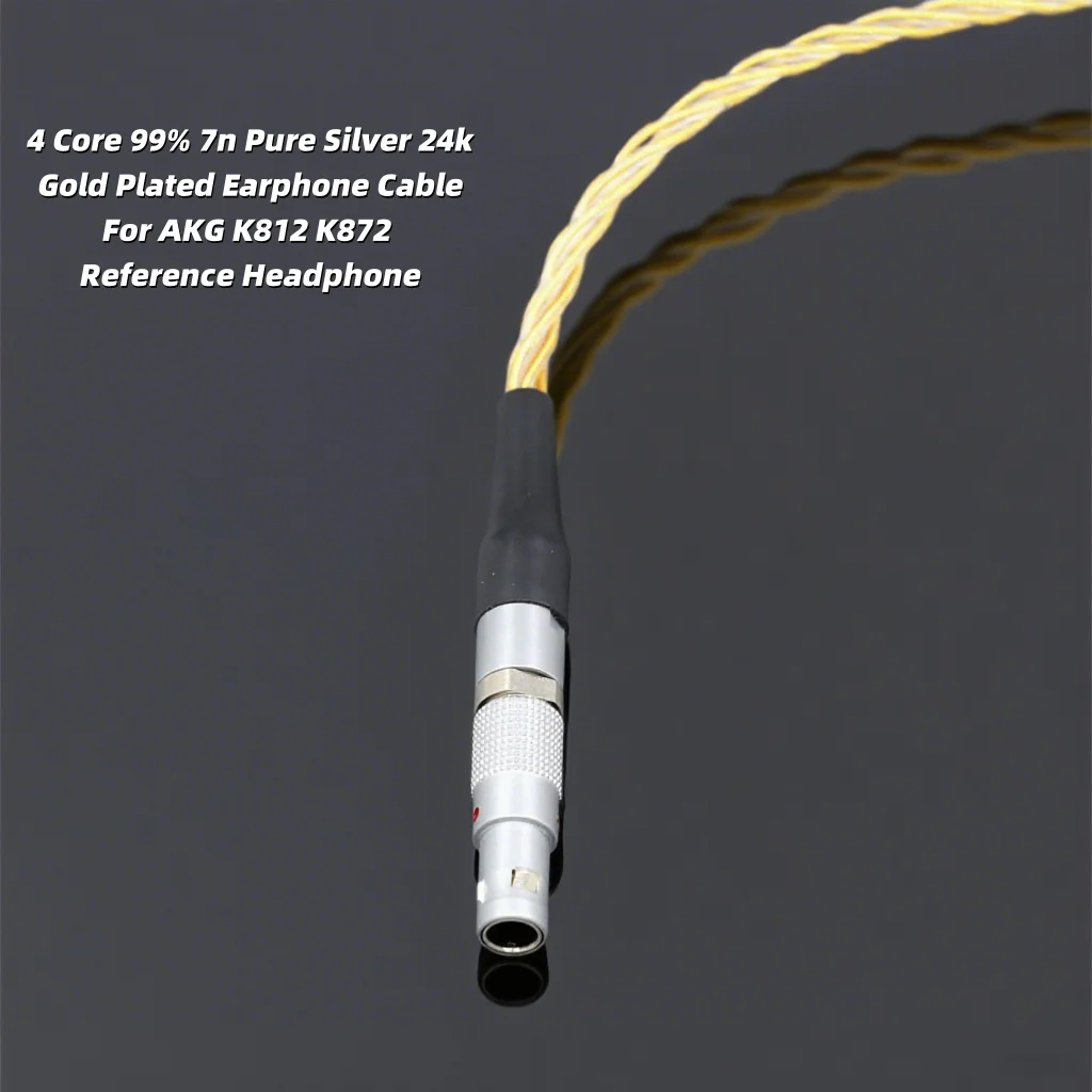 4 Core 99% 7n كابل سماعة أذن مطلي بالذهب 24k من الفضة النقية لسماعات الرأس المرجعية AKG K812 K872 8439