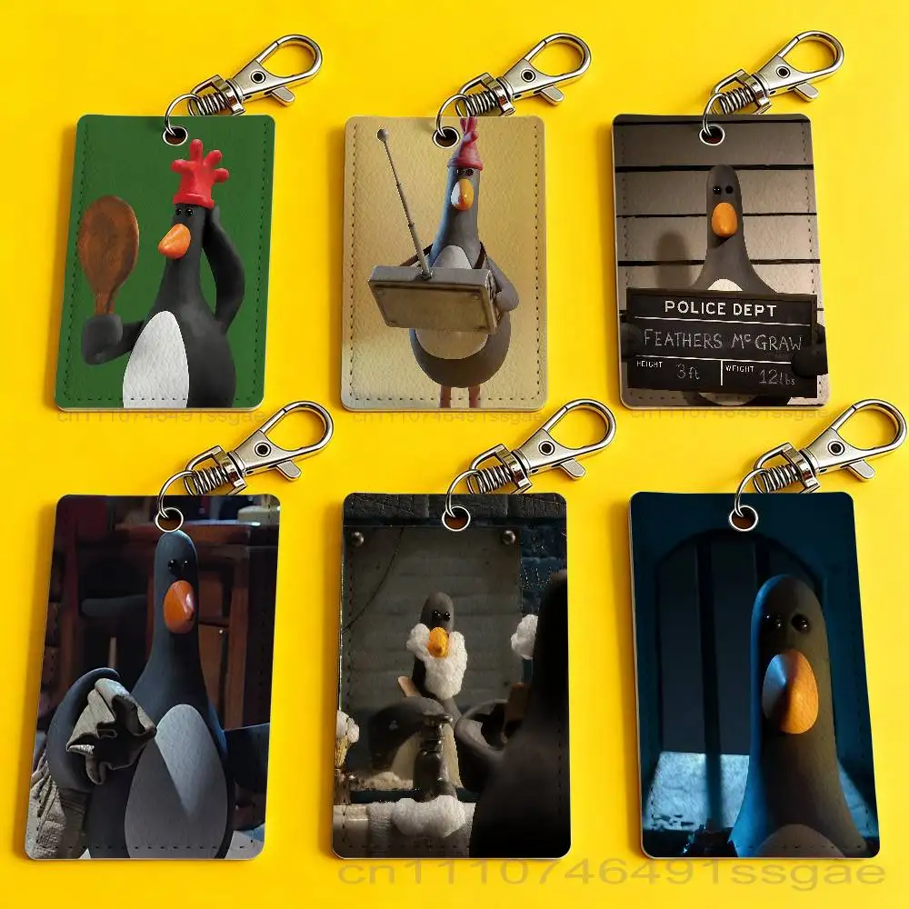 

W-Wallace and Gromit Penguin Card Holder Keychain Badge Holder Card Pass Hang Rope Lariat Lanyard for Key Rings Accessories Gift