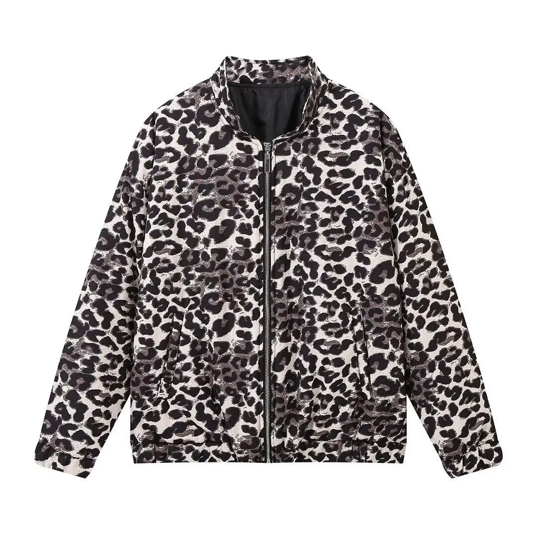 

Women's Casual Long Sleeve Printed Zipper Cotton Jacket Children's Winter Fashion Animal Patterned Streetwear Style Coat