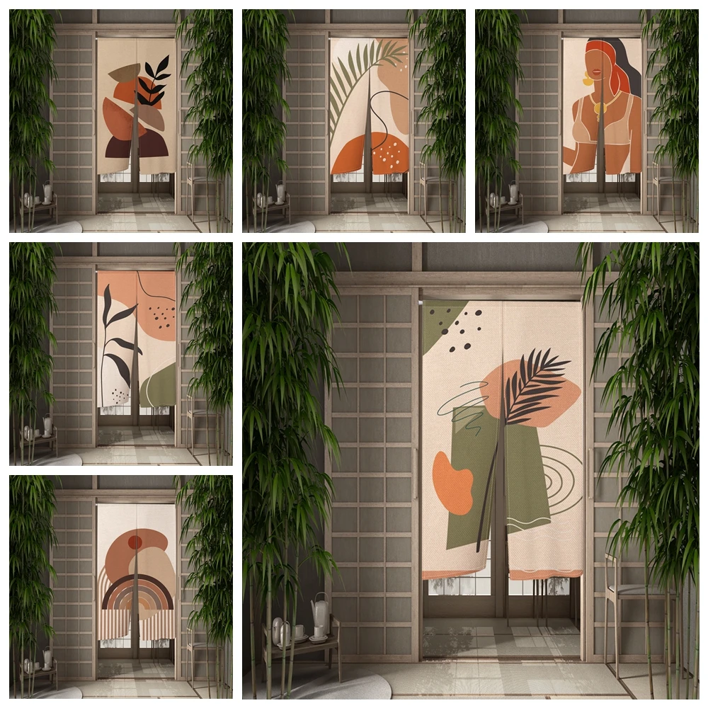 

Nordic Abstract Boho Door Curtain Morden Minimalism Line Bohemian Room Kitchen Japanese Partition Curtains Entrance Half-Curtain