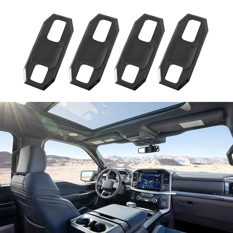 Car Carbon Fiber External Door Handle Bowl Cover Insert Catch Molding For Ford F150 2022 2023