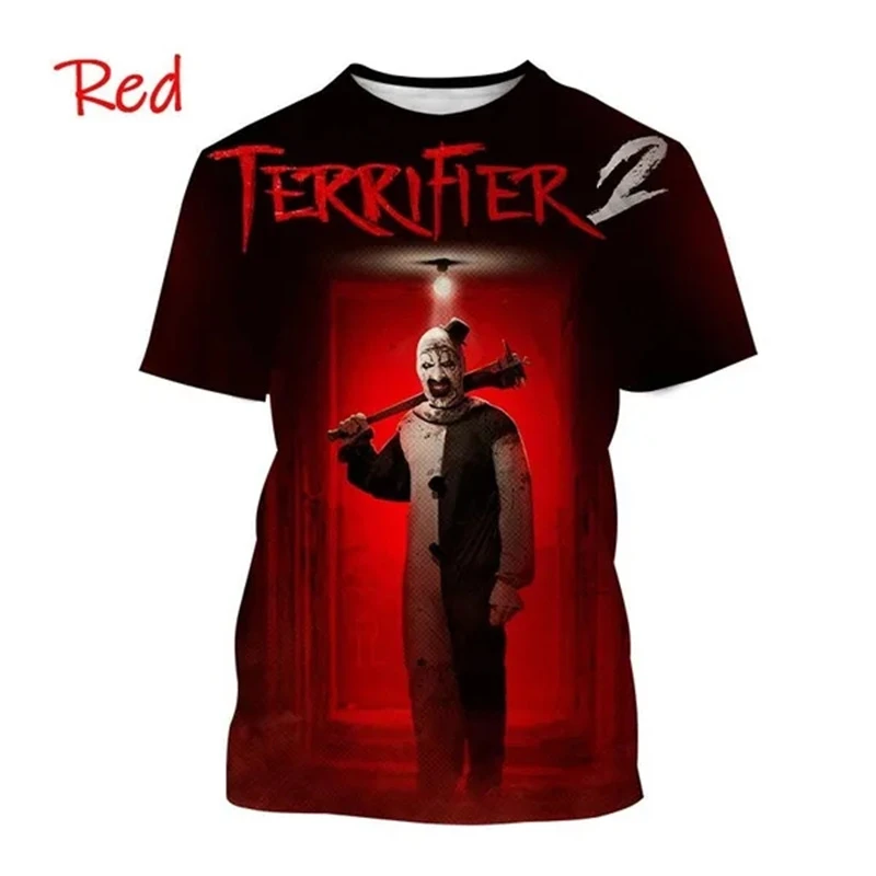 Horror Movie Terrifier 2 Graphic T Shirts for Men Clothing 3D Printing Thriller Halloween T-Shirt Funny Short Sleeve Cool Tshirt