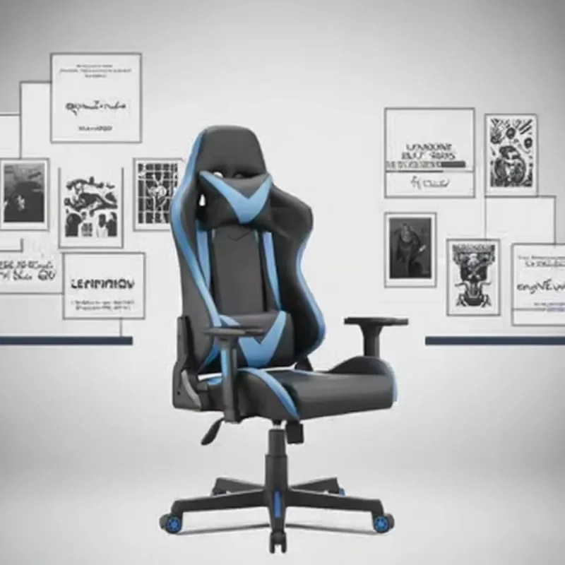 Modern High-Back Swivel Gaming Chair with Stainless Steel Base Economical Synthetic Leather Desk Chair for Gamers