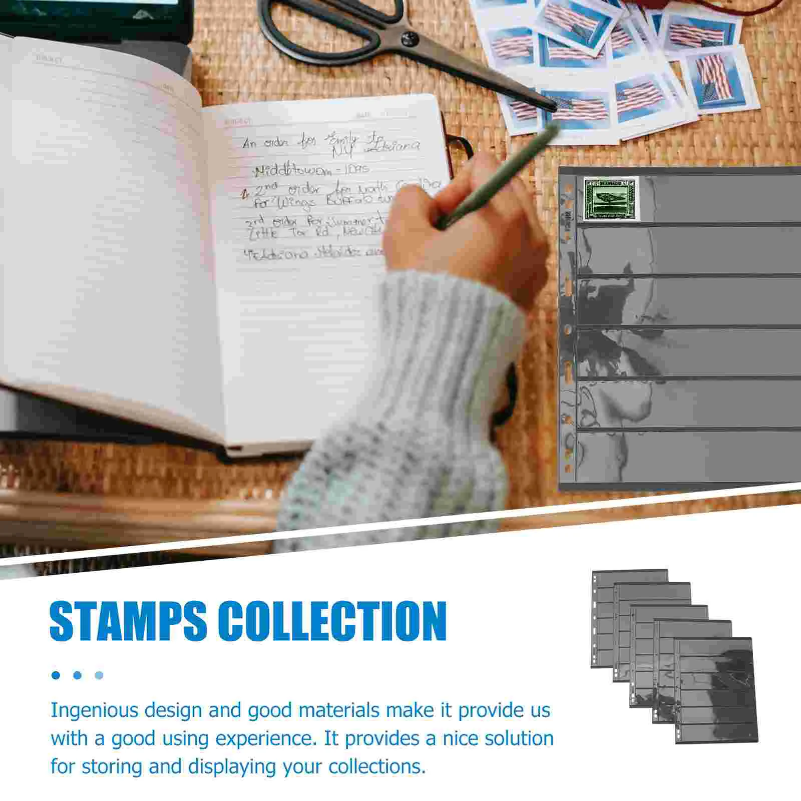 10 Pcs Postage Stamps Collection Album Storage Pocket Sleeve Collecting Black Inserts Cards Collectors